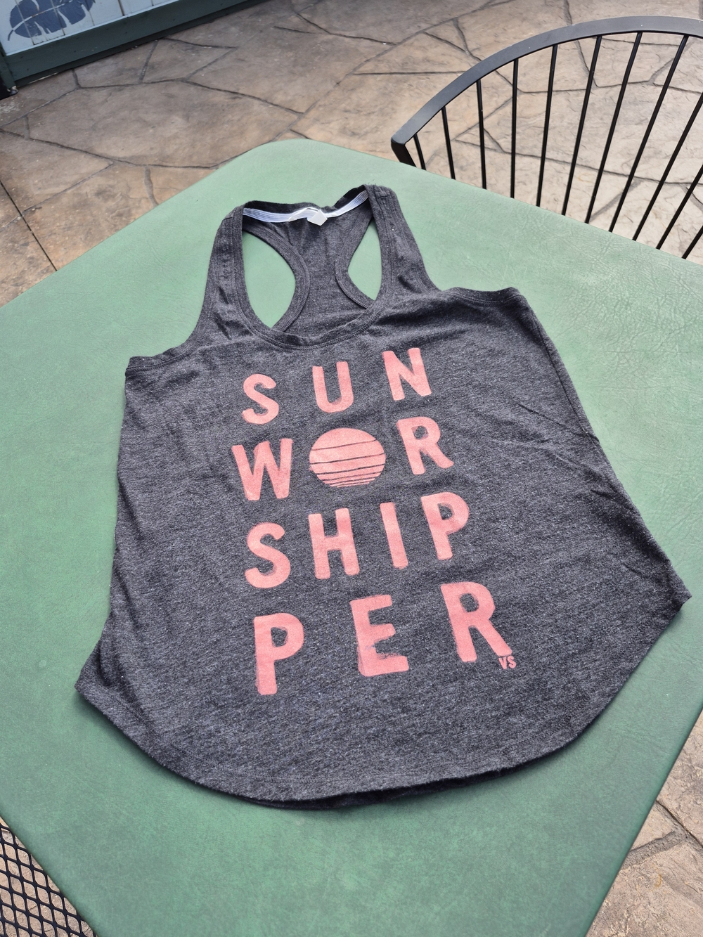 Victoria's Secret Charcoal Racerback Tank with Pink Graphic S/P